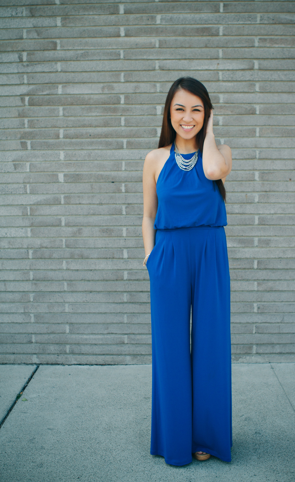 Jumpsuit- Vince Camuto | Necklace- Foreign Exchange | Wedges- Stuart Weitzman